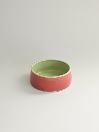 Handmade Inside Out Color Block Pet Dish: Cat Dog Dish Two-Toned Ceramic