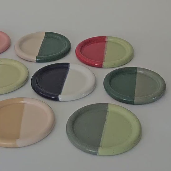 Handmade Ceramic Color Block Coaster: Wheel Thrown Pottery