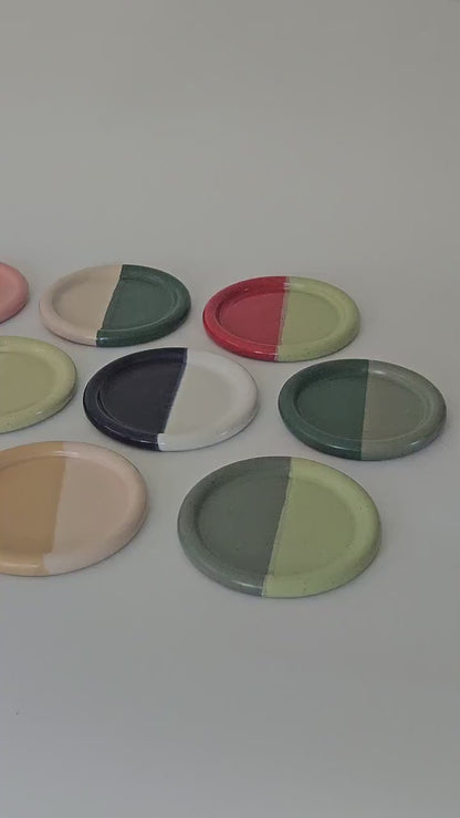 Handmade Ceramic Color Block Coaster: Wheel Thrown Pottery