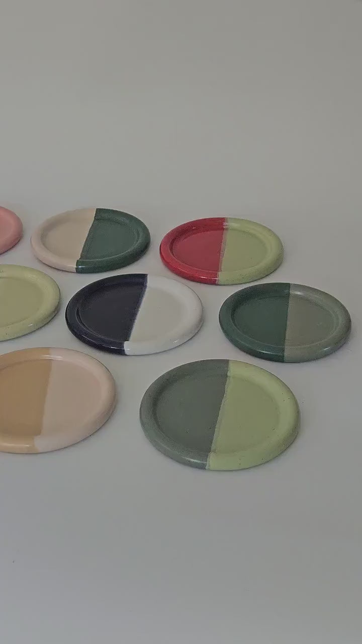 Handmade Ceramic Color Block Coaster: Wheel Thrown Pottery