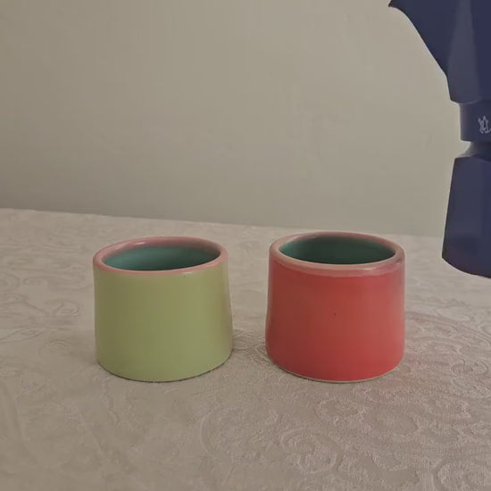 Handmade Ceramic Color Block Espresso Cup: Wheel Thrown Shot Glass
