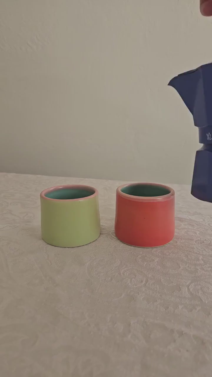 Handmade Ceramic Color Block Espresso Cup: Wheel Thrown Shot Glass