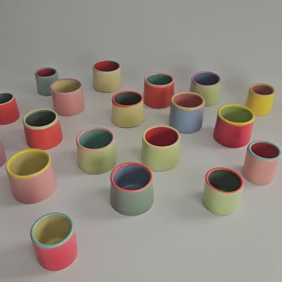 Handmade Ceramic Color Block Espresso Cup: Wheel Thrown Shot Glass