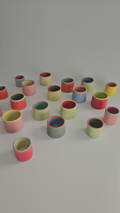 Handmade Ceramic Color Block Espresso Cup: Wheel Thrown Shot Glass